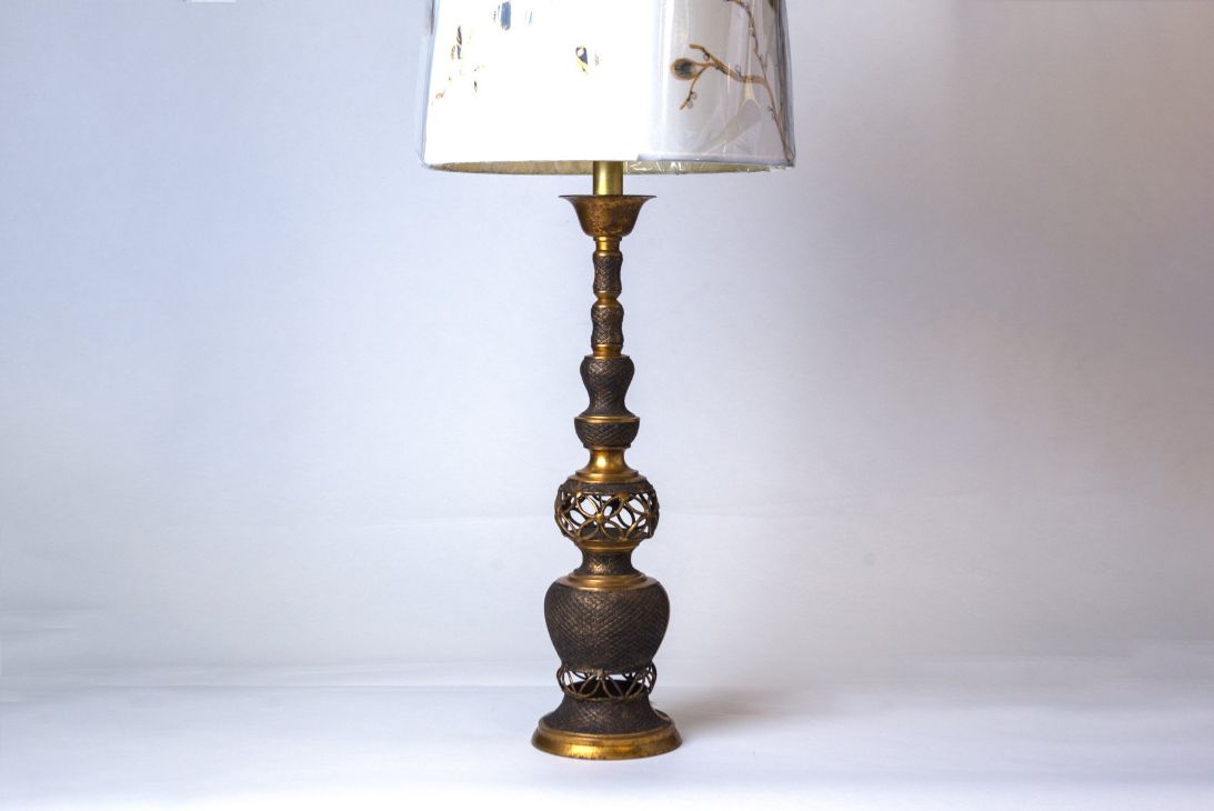 Asian Modernist Gilt Bronze Table Lamp